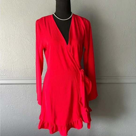 Princess Polly, Agnetha, red, wrap style, mini dress, US 8, NWT - Picture 4 of 12